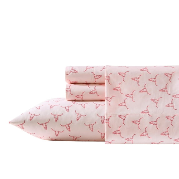 Wrangler Steer Skulls Pink 100% Microfiber Queen Sheet Set