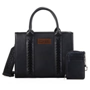 Wrangler Purse Medium Tote Bags for Women with Card Holder Wallet Designer Satchel Top-handle Handbags, Classic-Black deal from Walmart