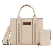 Wrangler Purse Medium Tote Bags for Women with Card Holder Wallet Designer Satchel Top-handle Handbags, Classic-Beige