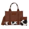 thumbnail image 1 of Wrangler Purse Medium Tote Bags for Women with Card Holder Wallet Designer Satchel Top-handle Handbags, Cow Print-Brown, 1 of 7