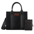 thumbnail image 1 of Wrangler Purse Medium Tote Bags for Women with Card Holder Wallet Designer Satchel Top-handle Handbags, Distressed-Black, 1 of 7