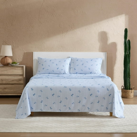 Wrangler - Queen Bed Sheets, Ultra-Soft & Lightweight Bedding with Matching Pillowcases, Lightweight Bed Set for All Season Comfort, Oeko-Tex Certified (Cowboy Pinstripe Blue)