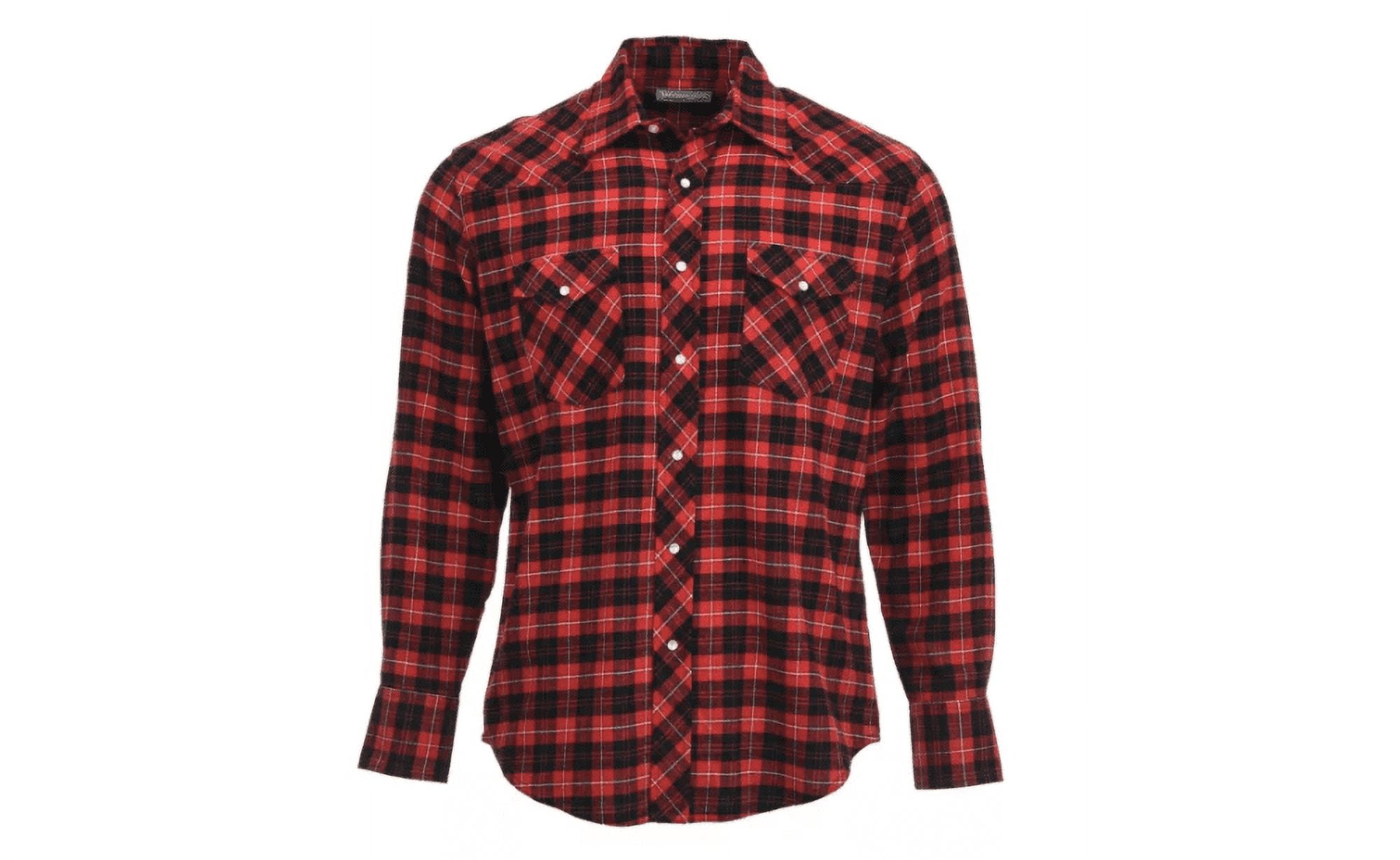 Wrangler Red Black Colored Men s Wrancher Flannel Plaid Long