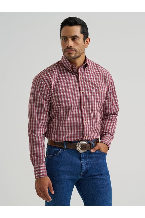 Relax Fit Burgandy Plaid - Mens Shirt - 112381629