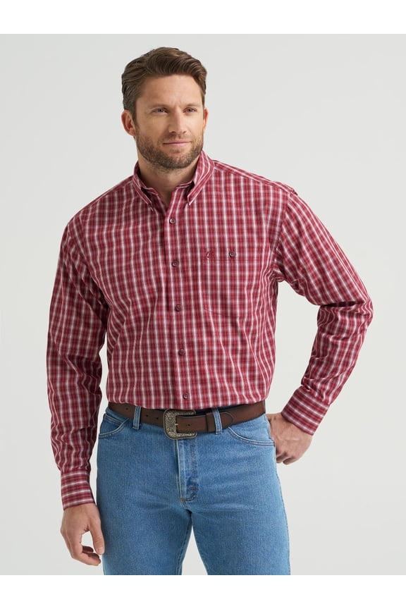Relaxed Fit- Burgundy Plaid - Mens Shirt  - 112369440