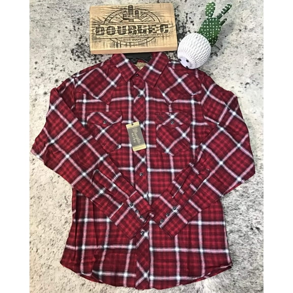 Wrangler Retro® Flannel Long Sleeve Shirt - Modern Fit - Red