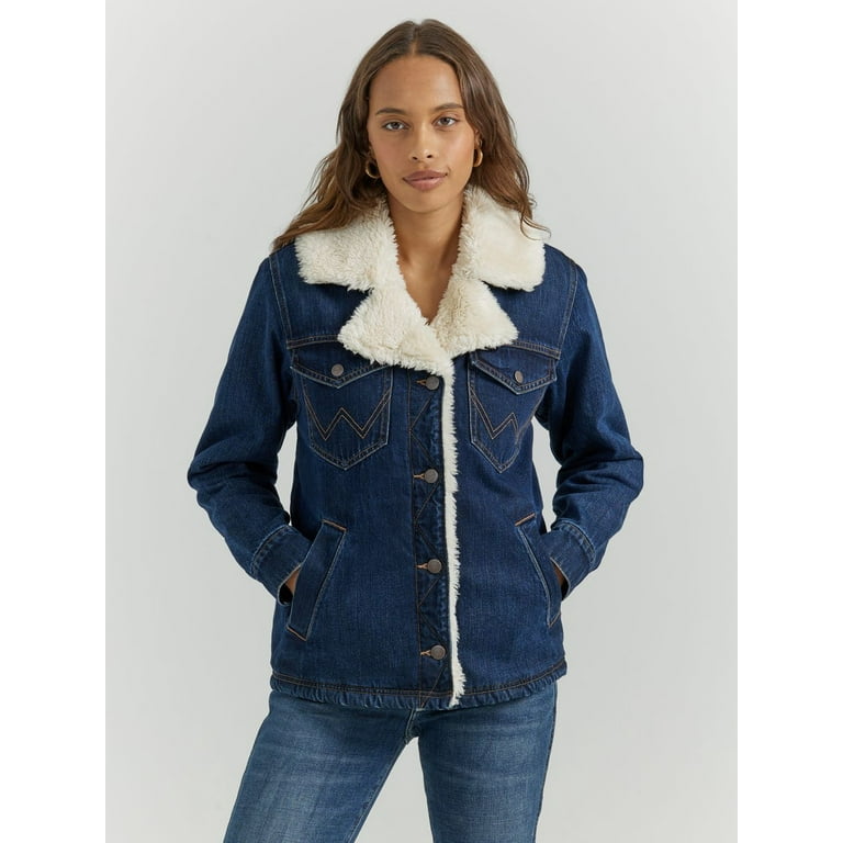 Wrangler Retro Lined Dark Denim Jacket Ladies Jacket 112353137