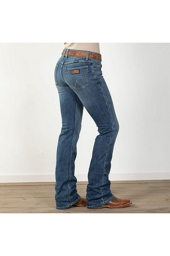 Women's Retro Medium Wash Mid Rise Mae Megan Bootcut Jeans - 112321495 5W x 36L