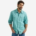 thumbnail image 1 of Wrangler Men's Retro Solid Long Sleeve Snap Western Shirt Turquoise X-, 1 of 4
