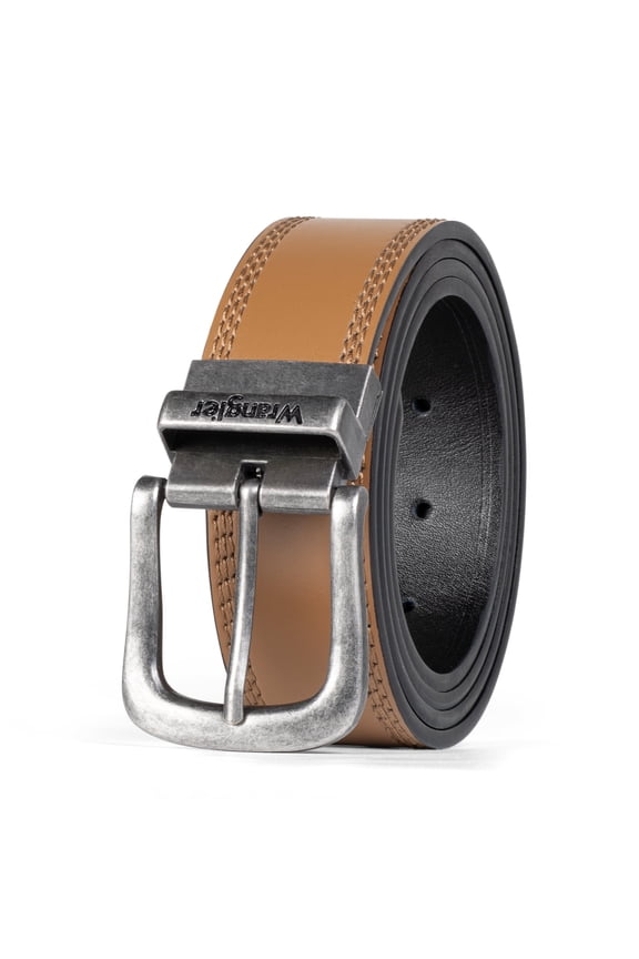 Reversible Belt for Men, Men's 2-in-1 Dress Casual Everyday Jean Style Leather Belt, Cut to Fit 36-48 (Regular & Big & Tall Sizing, Light Brown/Black)