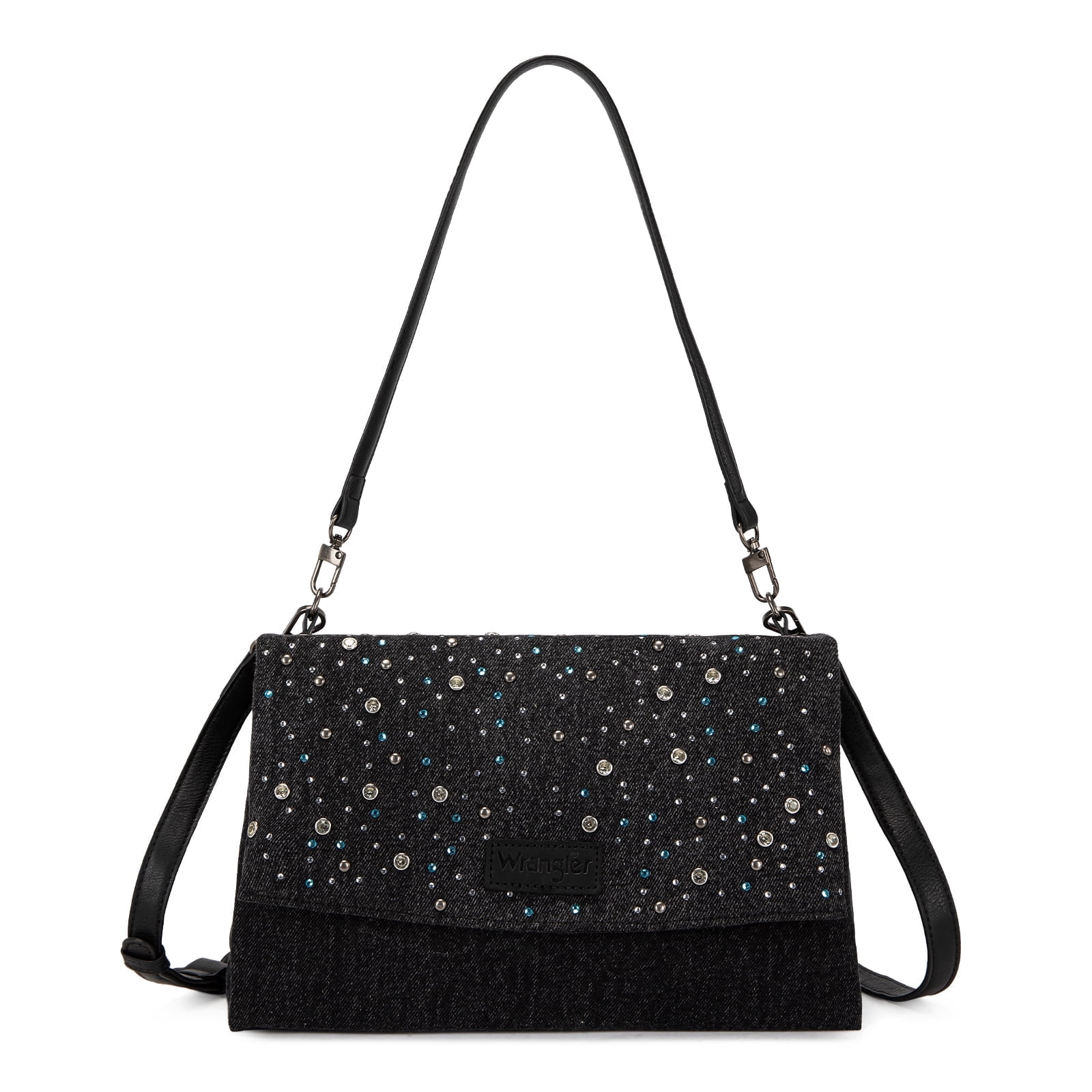 Wrangler Rhinestone Denim Canvas Crossbody Shoulder Bag for Women Bling ...