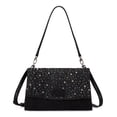 thumbnail image 1 of Wrangler Rhinestone Denim Canvas Crossbody Shoulder Bag for Women Bling Handbag, Black, 1 of 8
