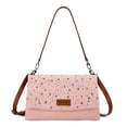 thumbnail image 1 of Wrangler Rhinestone Denim Canvas Crossbody Shoulder Bag for Women Bling Handbag, Pink, 1 of 8