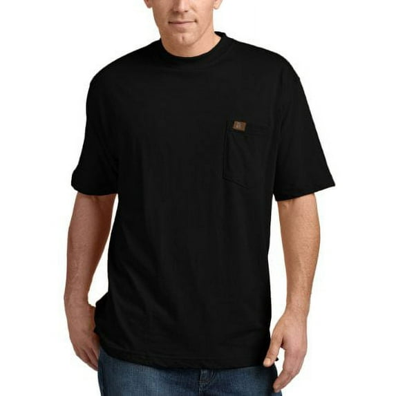 riggs workwear by wrangler men's pocket t-shirt, black, medium
