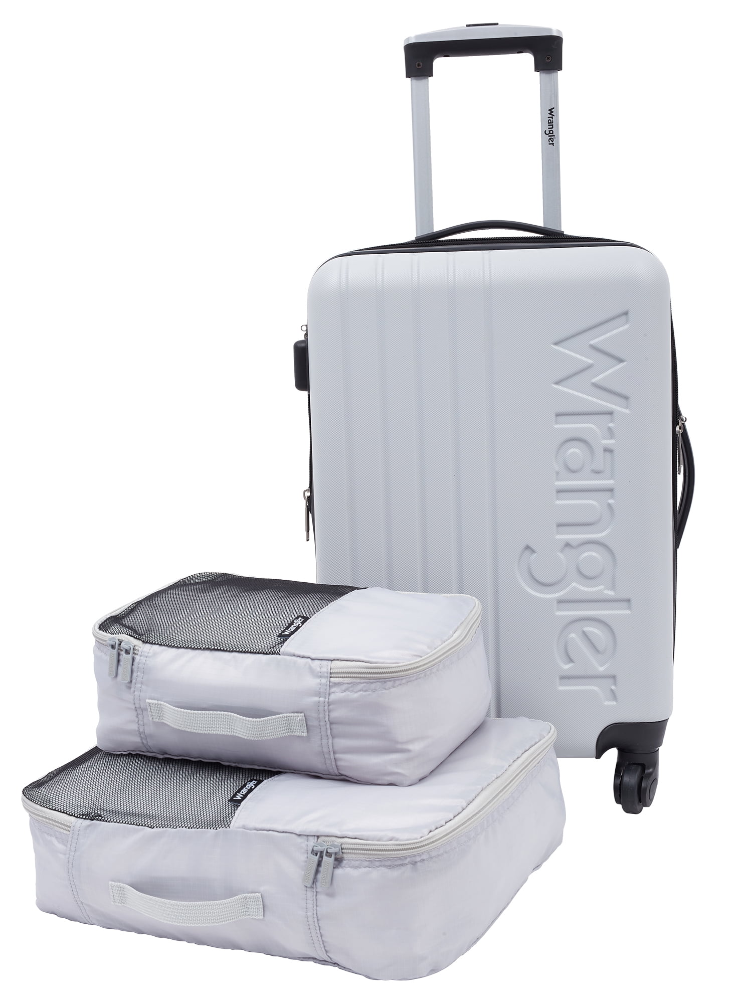 Wrangler San Antonio 3 Pc. Expandable Rolling Luggage Set w/ 20 inch Rolling Carry-On and 2 Packing Cubes, Gray