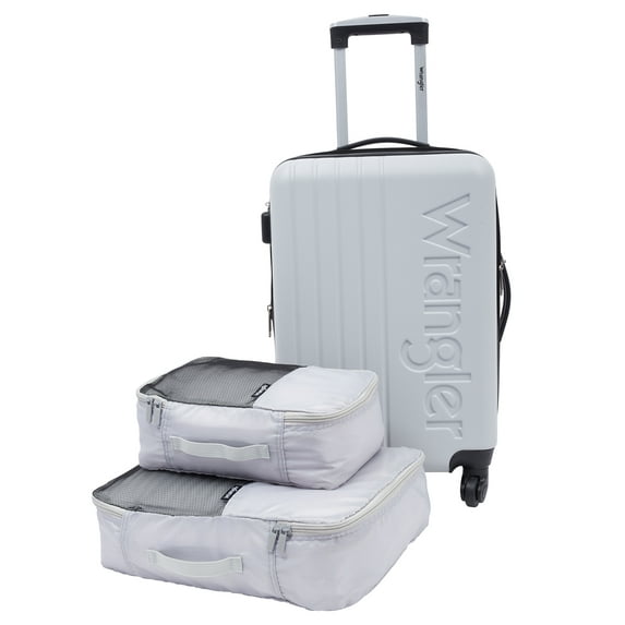 Wrangler San Antonio 3 pc. Expandable Rolling Luggage Set w/ 20" Rolling Carry-on and 2 Packing Cubes, Gray