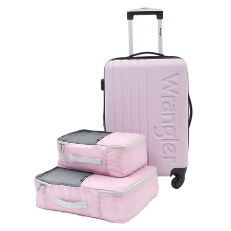 Wrangler San Antonio 3pc Expandable Rolling Luggage Set w/ 20in Rolling Carry-on and 2 Packing Cubes, Lilac