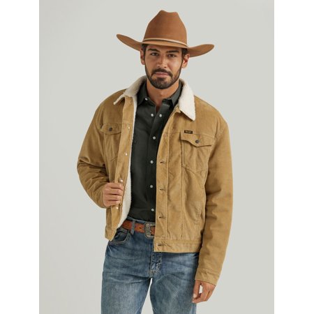 Wrangler Men's Cowboy Cut Sherpa Lined Corduroy Brown Jacket 112352872