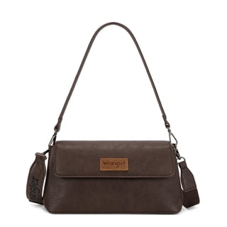 Wrangler Shoulder Bag for Women Flap Crossbody Bag with Double Straps, Coffee