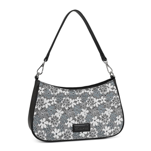 Wrangler Shoulder Bag for Women Lace Floral Small Purse Hobo Handbag, Black