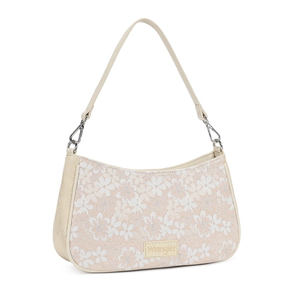 Wrangler Shoulder Bag for Women Lace Floral Small Purse Hobo Handbag, Tan