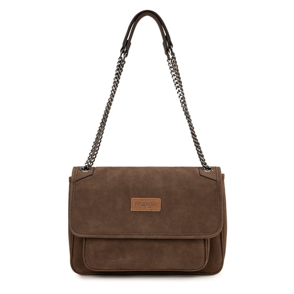 Wrangler Shoulder Bag for Women Retro Purses and Handbags Crossbody Bags with Chain Strap, Coffee
