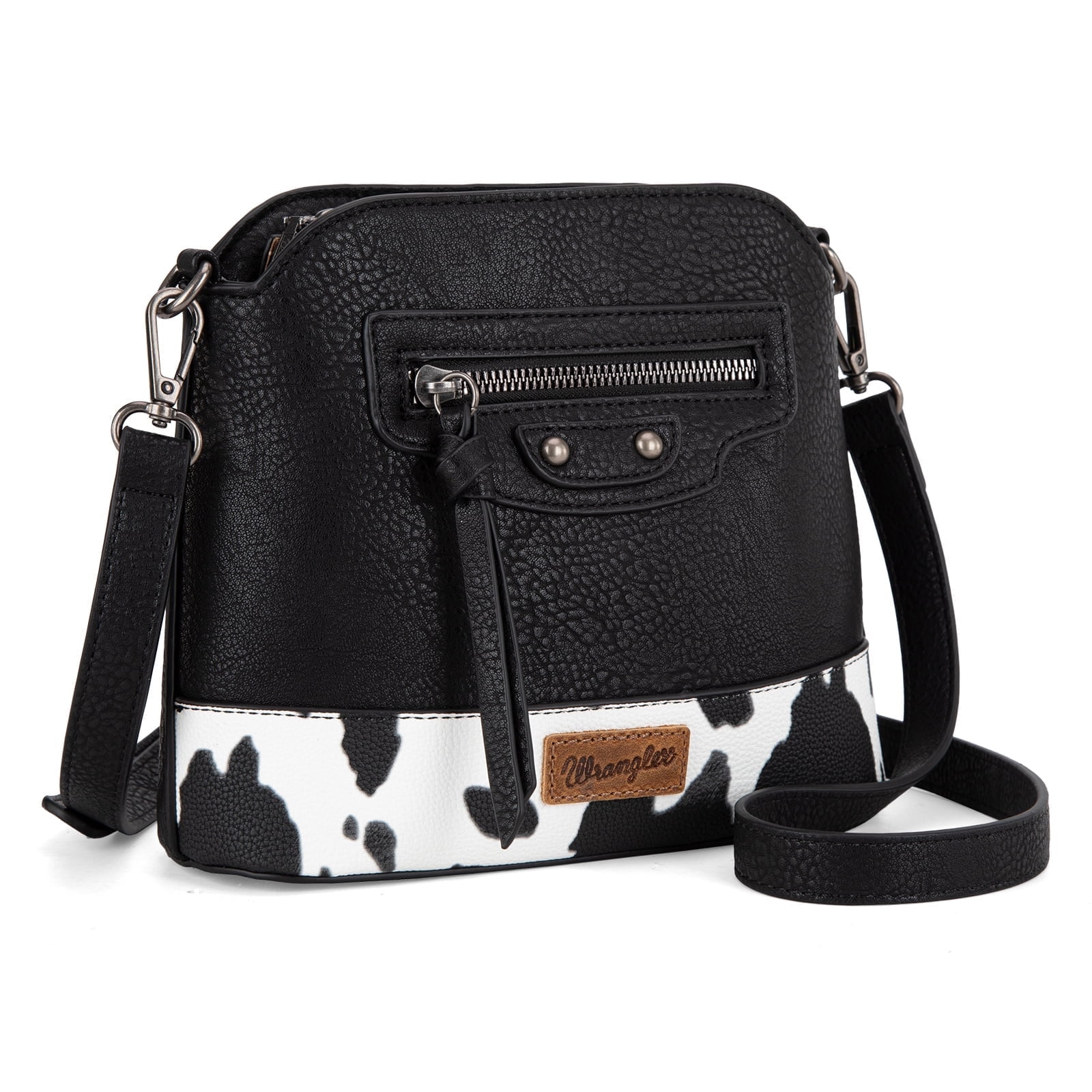 Wrangler Small Crossbody Bags for Women Shoulder Cute Purses and Handbags with Adjustable Strap, Cow-Black