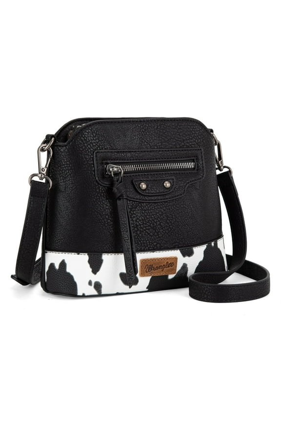 Wrangler Small Crossbody Bags for Women Shoulder Cute Purses and Handbags with Adjustable Strap, Cow-Black