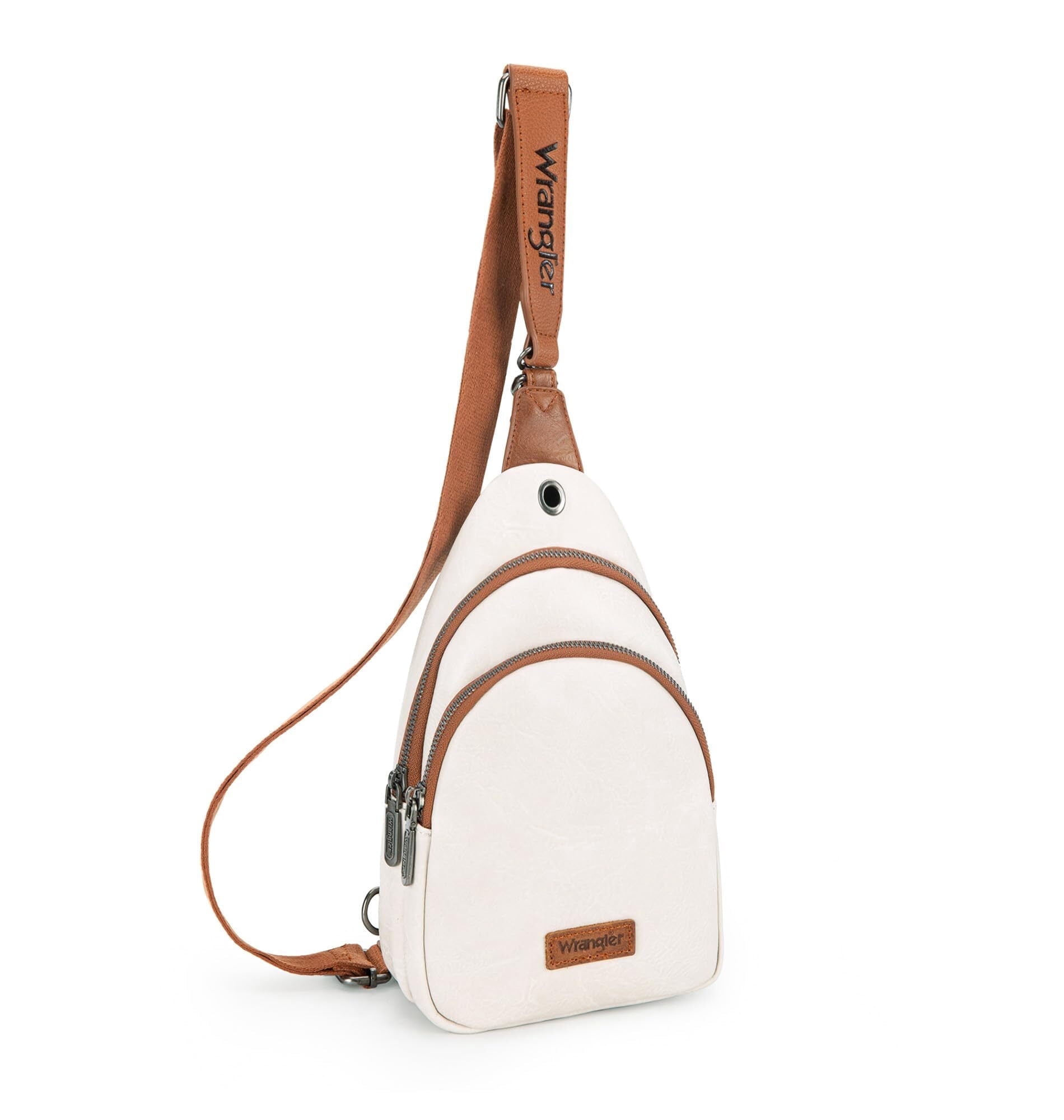 Wrangler Small Crossbody Sling Bags for Women Fanny Packs Chest Bag for Travel Gift, Beige Brown