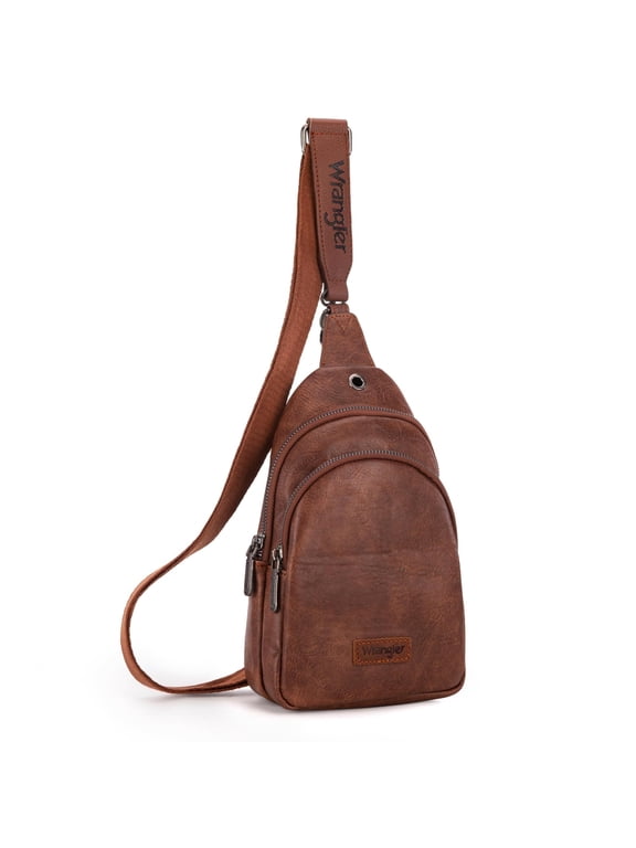 Wrangler Small Crossbody Sling Bags for Women Fanny Packs Chest Bag for Travel Gift, Dark Brown