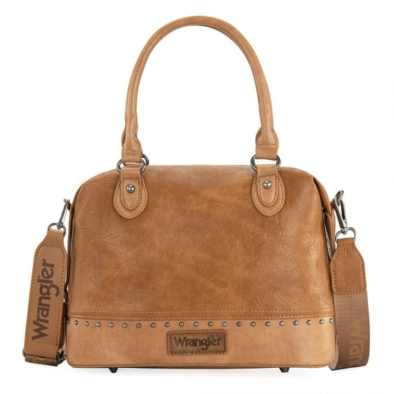 Wrangler Small Doctor Bag for Women Vintage Satchel Bag Western Handbags with Wide Strap, Light Brown