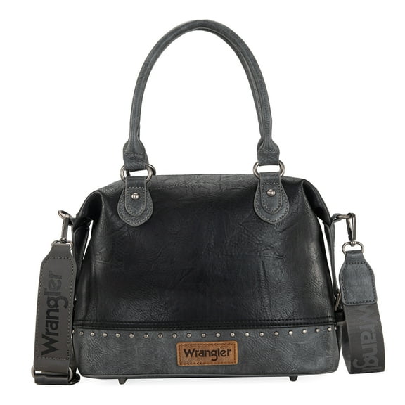 Wrangler Small Doctor Bag for Women Vintage Satchel Bag Western Handbags with Wide Strap, Black