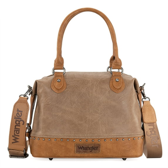 Wrangler Small Doctor Bag for Women Vintage Satchel Bag Western Handbags with Wide Strap, Khaki