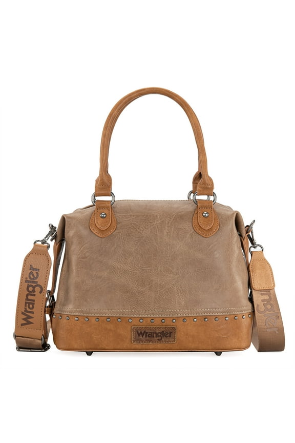Wrangler Small Doctor Bag for Women Vintage Satchel Bag Western Handbags with Wide Strap, Khaki