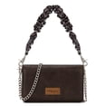 thumbnail image 1 of Wrangler Small Flap Crossbody Handbag Western Women Mini Purse with Ruched Paisley Strap & Chain Strap, Coffee, 1 of 7