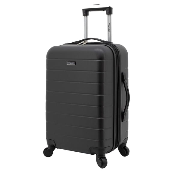 Wrangler Smart Luggage Set with Cup Holder and USB Port, Black, 20-Inch Carry-On