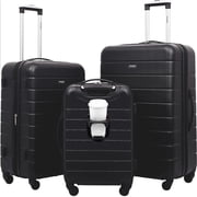 Wrangler Smart Luggage Set with Cup Holder and USB Port, Black, 3 Piece Set