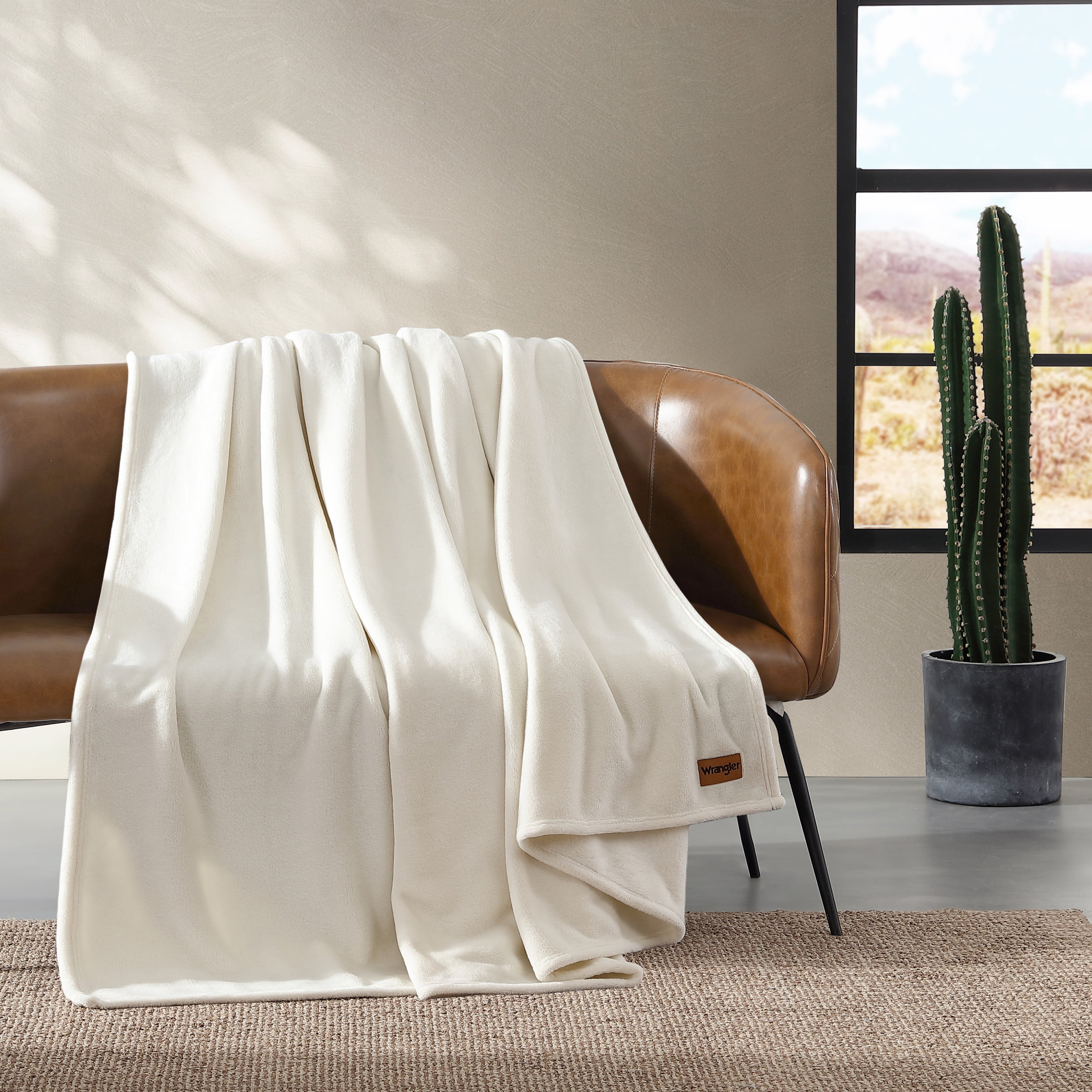 Ivory Full/Queen Ultra Soft Plush Fleece Reversible Blanket