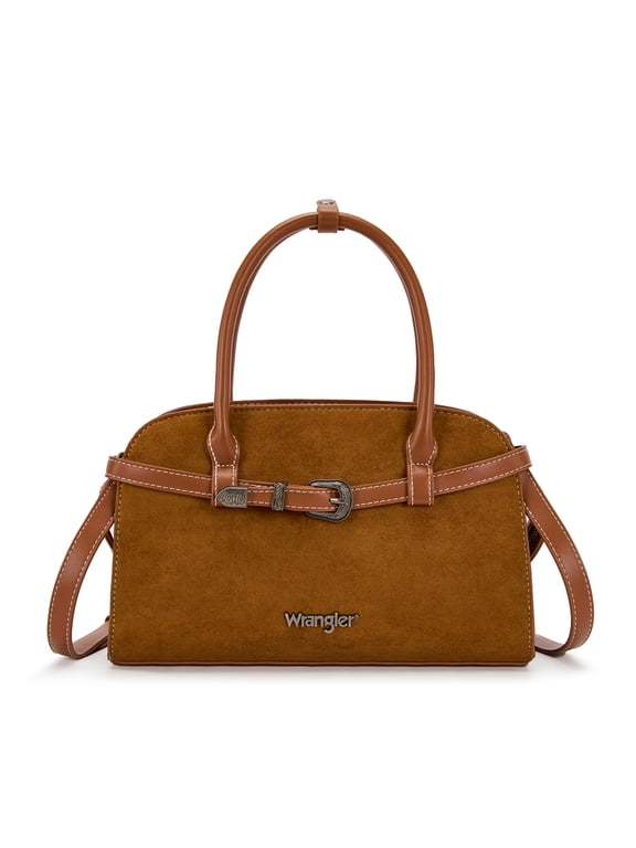 Wrangler Suede Handbag for Women Small Satchel Crossbody Bag Western Purse, Brown