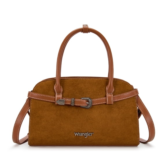 Wrangler Suede Handbag for Women Small Satchel Crossbody Bag Western Purse, Brown