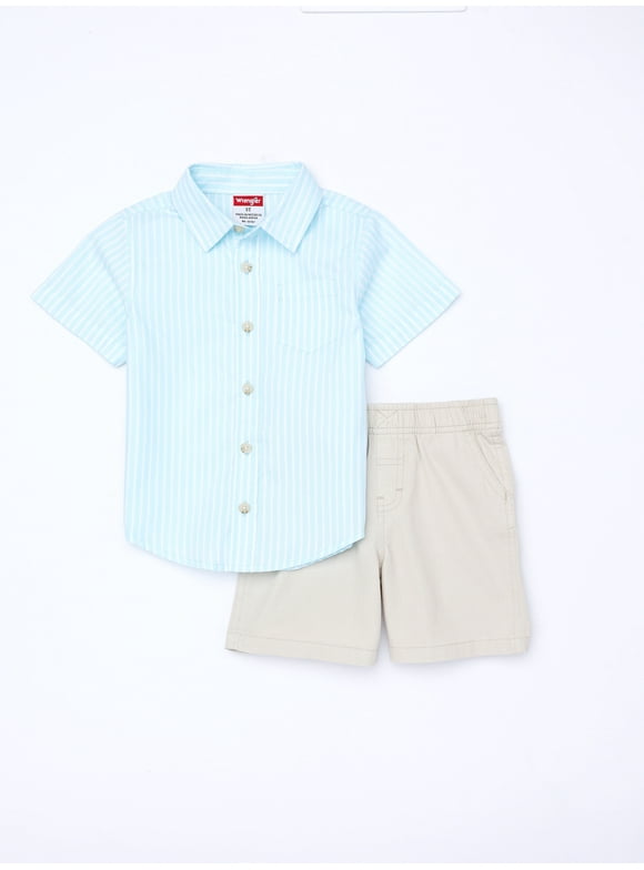Wrangler Toddler Boy Short Sleeve Button-Up & Short Set, Sizes 2T-4T
