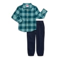 thumbnail image 1 of Wrangler Toddler Boys Long Sleeve Flannel Button-Up Shirt and Pants Set, Sizes 2T-4T, 1 of 3