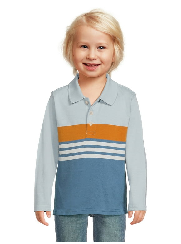 Wrangler Toddler Boys’ Long Sleeve Polo Shirt, Size 2T-5T