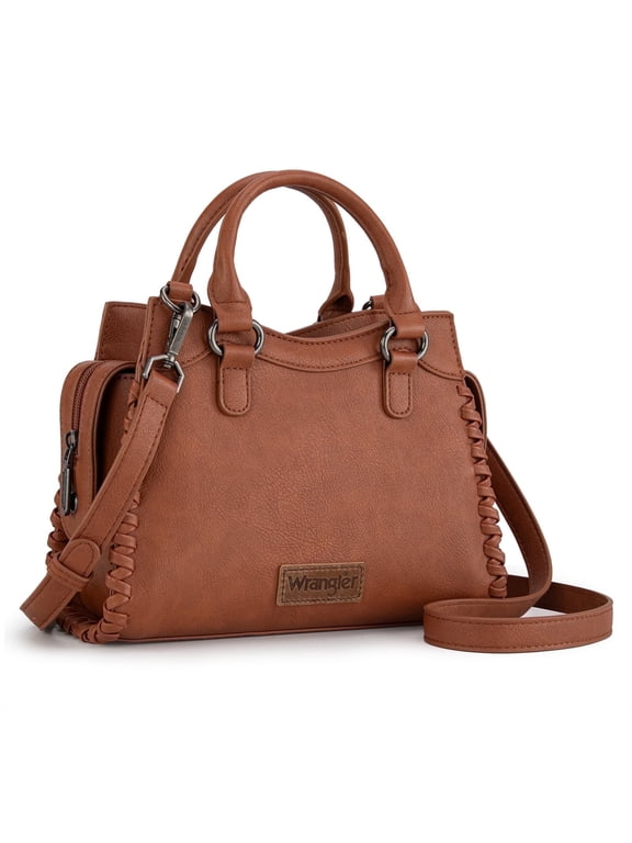 Wrangler Purses for Women Carry All Handbags Small Crossbody Purses with Zipper, Brown