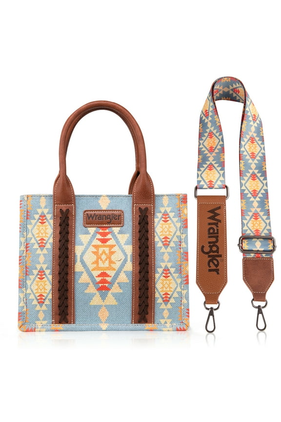 Wrangler Aztec Tote Bag for Women Boho Shoulder Purses and Handbags, Brown