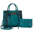 thumbnail image 1 of Wrangler Tote Bag for Women Western Cowhide Purse and Wallet Set, Turquoise, 1 of 7