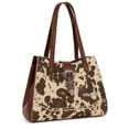 thumbnail image 1 of Wrangler Tote bag for Women 3-Compartment Meduim Shoulder Handbag, Cow-Coffee, 1 of 8
