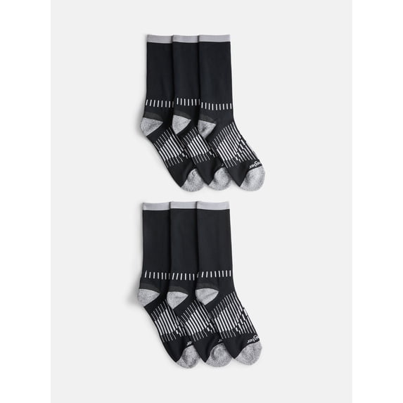 Wrangler Men's Tough Flex Light Compression Crew Socks, 6-Pack, Sizes 6-12