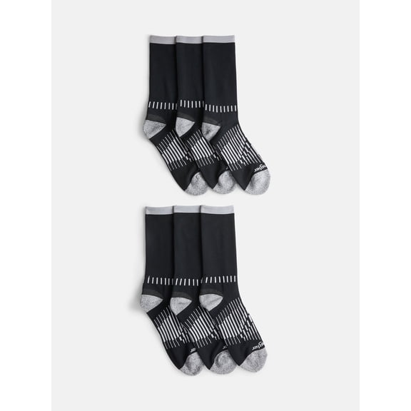 Wrangler Men's Tough Flex Light Compression Crew Socks, 6-Pack, Sizes 6-12