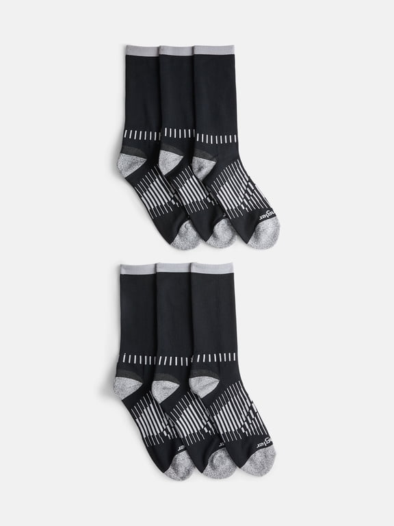 Men's Tough Flex Light Compression Crew Socks, 6-Pack, Sizes 6-12